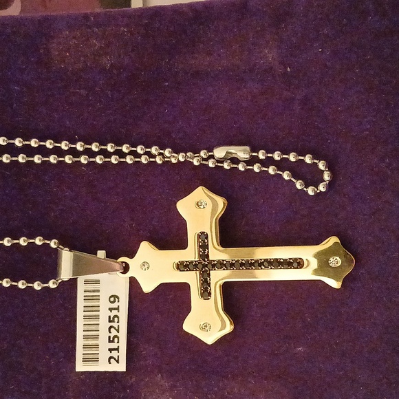 2152519-10 Unisex YG Stainless Steel Cross with Australian Crystals - Picture 4 of 4